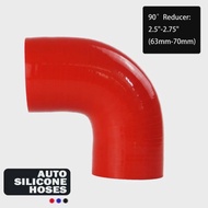 Universal 90 Degree Reducer Silicone Hose Intercooler Intake Pipe ID 63mm to 70mm 2.5in to 2.75in