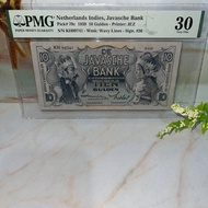 Uang Kuno 10 Gulden Wayang TTD Smith PMG 30 Tahun 1939.