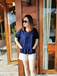 จัดส่งฟรี เสื้อม่อฮ่อมผู้หญิง ทรงพอดีตัว เสื้อหม้อฮ่อม หม้อห้อม ม่อห้อม ม่อฮ่อม เสื้อพื้นเมือง จังหว