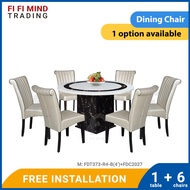 Kristof 1+6 Round Marble Dining Set/ Marble Table/ Meja Makan/ Meja Makan Marble/ Meja Makan Set