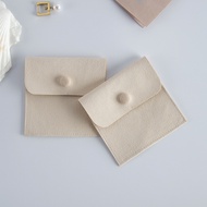 10/25/50 Off-White Flannel Snap Button Flap Bag Jewelry Storage Bag Double-Sided Fleece Jewelry Cust