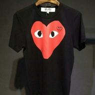 Men S Japan CDG Play Tee Shirt Black With red Heart