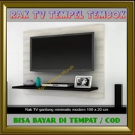 rak tv dinding tempel minimalis kayu gantung melayang moderen vintage - hitam (cat) p110xl20xt2cm