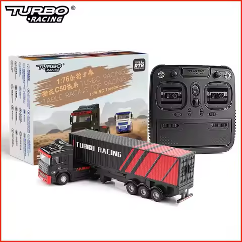 Turbo Racing C50 1:76 Full Proportional 4WD RC Semi-truck Tractor Trailer & P81 2.4Ghz 10Ch Control 