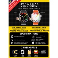 SMARTWATCH i19 MAX / i21 MAX(5G + WiFi) 49MM with COMPASS  //MERDEKA SALE //  7 FREE GIFT(GAMES , VI
