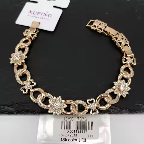 Xuping Jewelry New Arrival Fashion Gold Color Hoop Crystal Earrings for Women Girl Party Gift