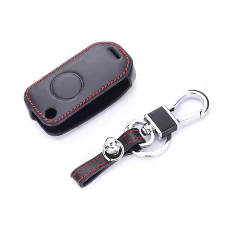 Leather Car Key Case For Mercedes Benz C E S ML SL ML55 AMG S500 SL500 1 Button Folding Remote Fob C