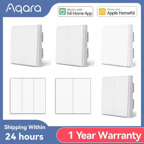 Aqara Smart Wall Switch D1 Zigbee Wireless Remote Control Key Light Switch Neutral Fire Wire Triple 