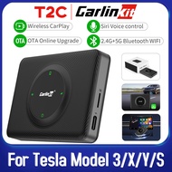 CarlinKit T2C ไร้สาย CarPlay AI Box 4G ซิม LTE สมาร์ทวอทตรวจวัดสุขภาพอะแดปเตอร์เสียงสำหรับรถยนต์สำหรับรถยนต์เทสลาทุกคัน TESLA Carplay box