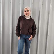 jaket blazer wanita crop kancing model keknian korean style 2025 blazer wanita murah blazer fleece p