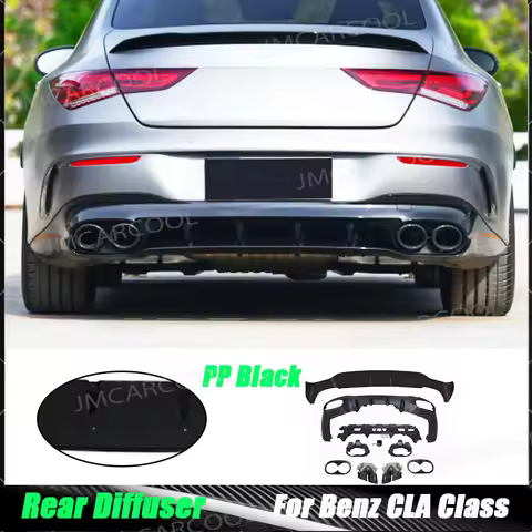 PP Car Rear Diffuser Bumper Lip Spoiler Exhaust For Mercedes Benz W118 C118 CLA180 CLA200 CLA250 CLA