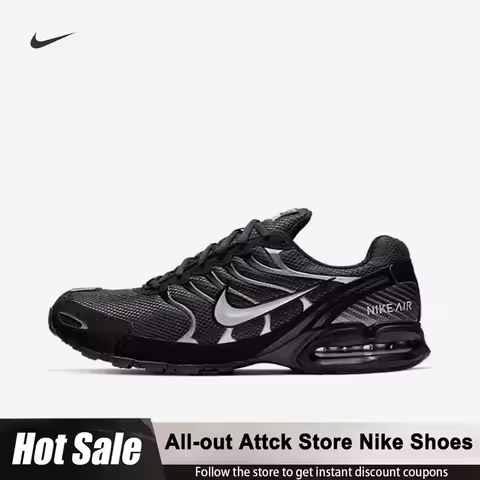 Nike Air Max Torch 4 All-black Men's Air Cushioned Running Shoes 343846-002 Non-slip Breathable Spor