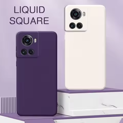 Original Square Liquid Phone Cases for Oneplus 10 Pro 10R 10T R T 5G Soft Silicone Waterproof Fashio