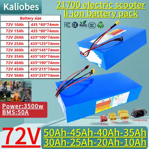 72V 50Ah 40Ah 30Ah 20Ah 45Ah 35Ah 25Ah 21700 electric scooter li-ion battery pack 50A BMS 3500W Elec