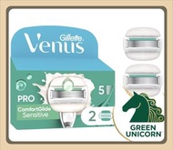 吉列 維納斯敏感肌蘆薈女士Gillette Venus ComfortGlide 2片裝女士除毛刀頭|極薄五層刀片|內置潤滑凝膠條|刮鬍替換刀|適用於所有吉列維納斯剃毛刀|刀頭|舒適滑動技術|原裝正品