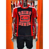 HR09 H.Rhino Men's T-shirt, Black and Red, 2-Way Stretch Cotton, Nice Standard Form.