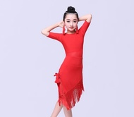 New children s Latin exercise dress tassel dress girl Latin Dance dress children performing Latin Co