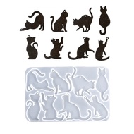 Well 8 Cavity Silicone Molds for Crafting Adorable Cats Pendants Accessory at Homes