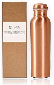 THE ART BOX Copper Water Bottle 34 Oz / 1000 ml Large with Anti Slip Bottom Leak Proof Lid Ayurvedic Pure Copper Vessel for Drinking, Travel, Sports, Fitness and Yoga