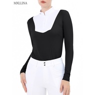 ⭐MXLLINA Equestrian T-shirt Polo Shirt Adult Female Professional Horseback Long Sleeve Breathable Eq