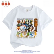 COD T-shirt Baju Budak Lelaki Anomali Tung Tung Sahur Unisex 100% Cotton Short Sleeve Cartoon Print 
