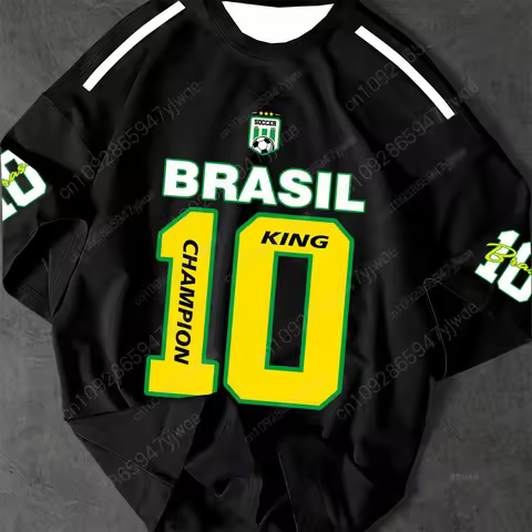 Men's Brazil King T-shirt Football Shirt Sportswear 3D Printed Graphic Short Sleeve Y2K Top Summer M