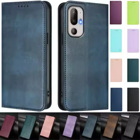 HTC U24 Pro Magnetic Case for HTC U24 Pro U 24Pro Fundas Leather Flip Stand Wallet Book Case for HTC