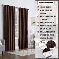 B25 Ready Made Curtain / Deep Chocolate  BLACKOUT CURTAIN For Door/Window READY MADE CURTAIN (FREE HOOK)