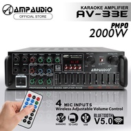 AmpAudio Karaoke Amplifier Bluetooth Stereo Amplifier Wireless Audio AV33E