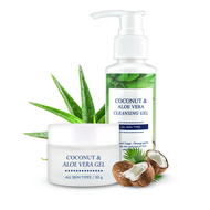 ไทยครีม เซตคู่ มะพร้าว ผิวธรรมดา ถึง ผิวหน้าแห้ง  เจลล้างหน้า คู่ เจลมะพร้าว  คลีนซิ่ง โฟม 105ml Tha