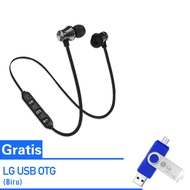 Magnetik headset bluetooth headset menggantung leher penyumbat telinga stereo olahraga berjalan untu