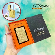 HỘP QUẸT BẬT LỬA GA ĐÁ DUPONT 2 CHẾ ĐỘ LỬA HOA VĂN VÂN GÕ BÚA