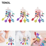 [TENOL] Hand Grip Rattle Toys Hand Bells Sensory Toy Hand Rattle Sound for 3 6 9 Month Babies Girl a