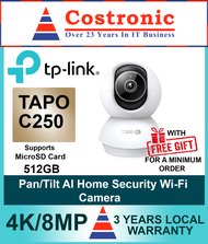 TP-Link Tapo C250 4K 8MP Pan & Tilt Wi-Fi Security Camera | Night Vision | 512GB microSD Support | 3