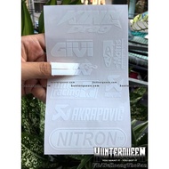 The KINGDRA-GIVI-MATRIS White Text With Transparent UV Print. Waterproof Decal. High-end Sticker Logo