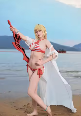 Fate/EXTRA Last Encore Saber Nero Red Sword Cosplay Foldable Weapon PVC Props