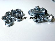 [15 Set] Baut Flange Bolt M10x25 Set Mur Flange Nut M10 Baut 14