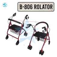 The Stars B-806 Adjustable Adult Medical Walker Rollator with Seat and Wheels (Red)