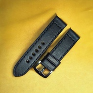 24MM BLACK leather watch strap / original leather watch strap, free name logo