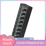 aoke Headphone Amplifier 8 Channel Stereo Amp with Power Adapter DC 12V 6.35mm Input/Output Interfac