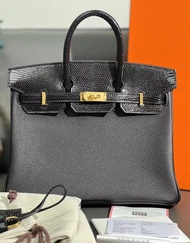 HERMES愛馬仕 Birkin 25 金扣touch蜥蜴皮手提包
