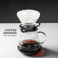 [LTS] Dripper V60 Glass Coffee Filter Reusable Glass Coffee Dripper 1-4 Cups - SD-8106