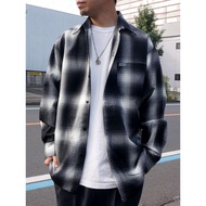 American Style Caltop West Coast Flannel Long Sleeve Plaid Shirt Loose Fit Men Gangsta Chicano Hip H