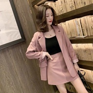 Short Form blazer + Small Korean Style Small Skirts For Women