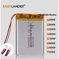 JST PH2.0 2pin 3.7V 1000mAh 503450 303450 403450 603450 703450 803450 903450 103450 123450 Lithium P