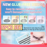 5pcs Set Kuesicr Glue-free False Eyelashes Self-adhesive Single Cluster False Eyelashes Durable Face