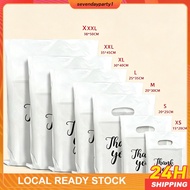 white thank you plastic bag 97~100 pcs per pak for packing give