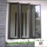 kusen aluminium + 3 daun jendela