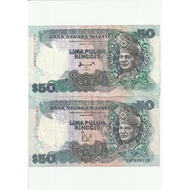 Duit lama Malaysia RM50 Siri 6 dan 7 Nombor dan Condition seperti gambar