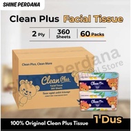 GROSIR | 1 Dus | 1 Karton | 60 Pack | Tisu Tissue Softpack | CLEAN PLUS | 180 Sheet | 360 Helai | 2 